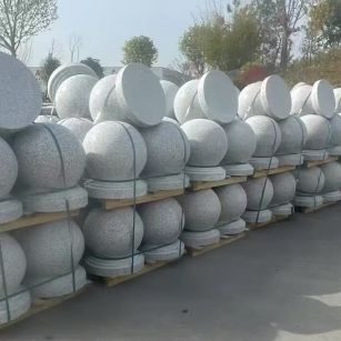 吴忠 白麻花岗岩石材圆球，石球，挡车球，隔离球，景观石球，风水球等