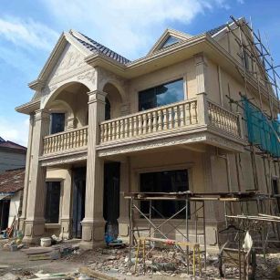 吴忠 黄金麻花岗岩石材私人别墅雕花门楼柱阳台栏杆