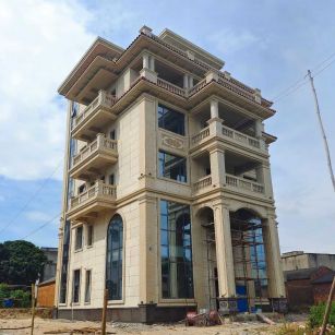 吴忠 黄金麻花岗岩石材别墅外墙干挂搭配（雕花栏杆花瓶柱门楼罗马柱）