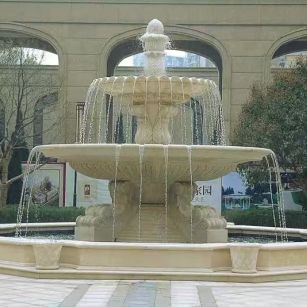 吴忠 黄金麻花岗岩异型加工——户外庭院石雕流水喷泉