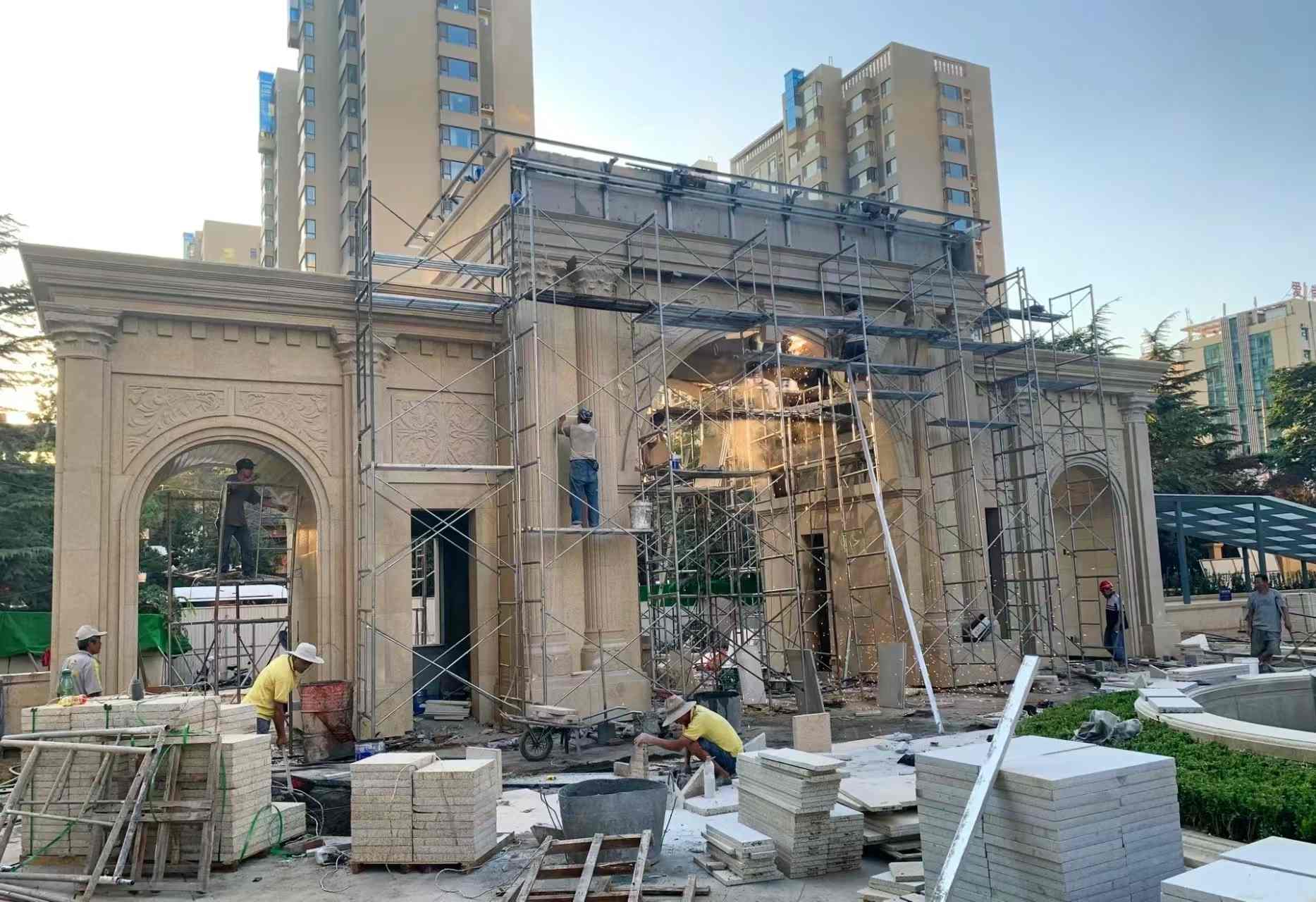 吴忠 黄金麻荔枝面花岗岩小区门楼外墙干挂