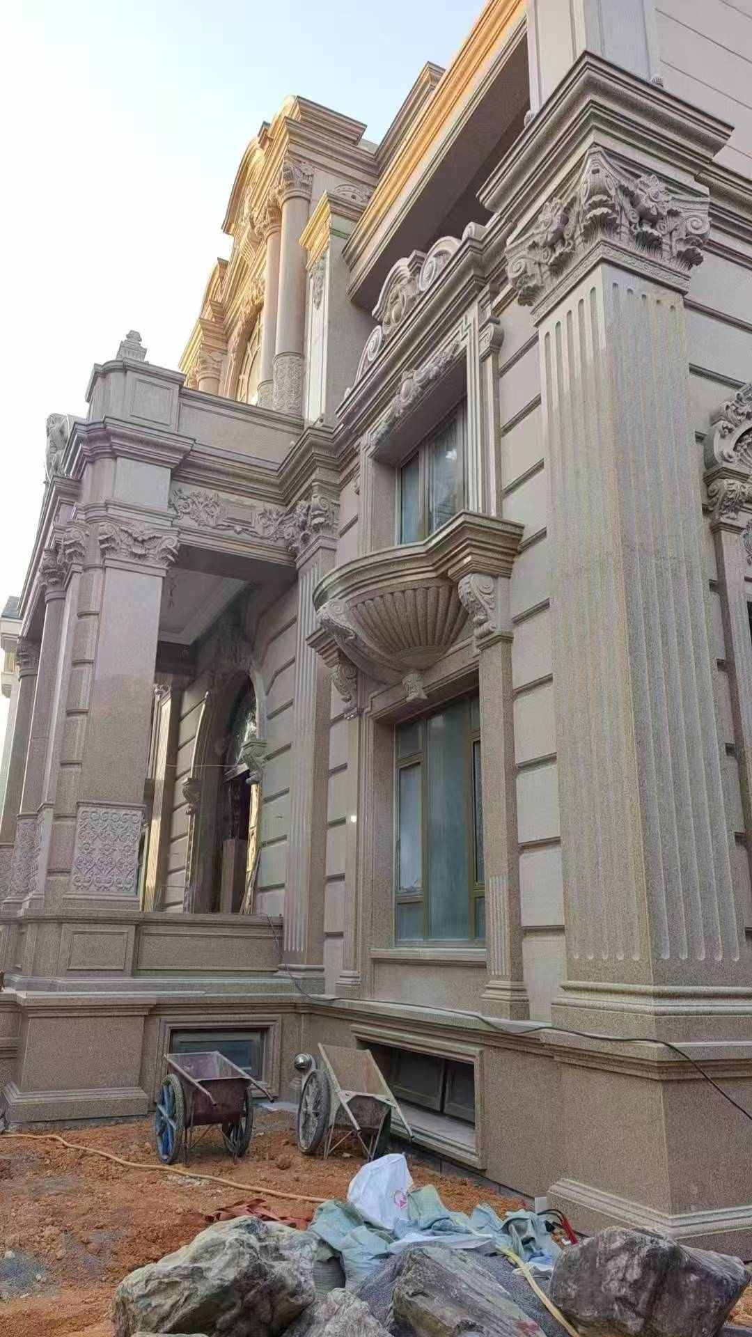 吴忠 黄金麻花岗岩光面别墅外墙干挂施工完成