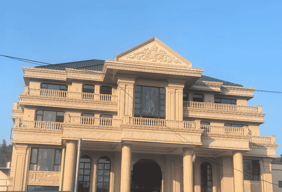 吴忠黄金麻别墅外墙干挂石材效果示例